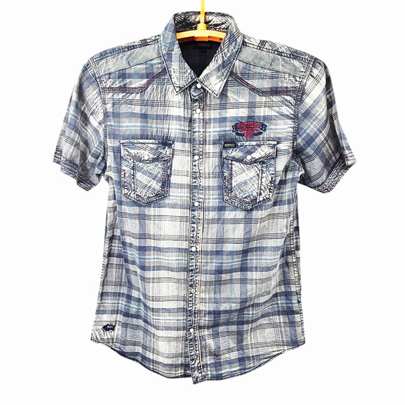 Buffalo by David Bitton Other - Buffalo David Bitton Men's Large Plaid Pearl Snap Short Sleeve Western Shirt